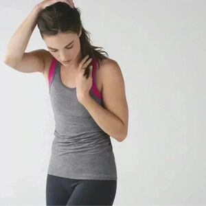 Lululemon Inspiration Tank II Heathered Slate/Jeweled Magenta Size 6